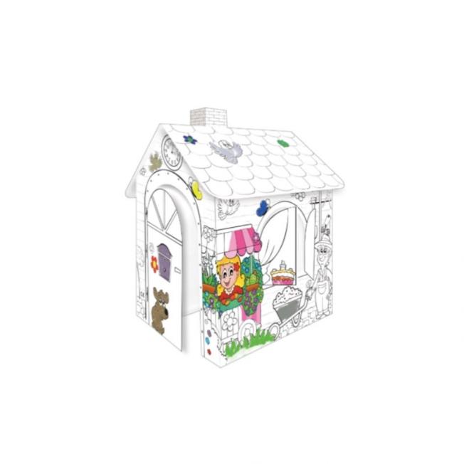 Maison carton à colorier enfant