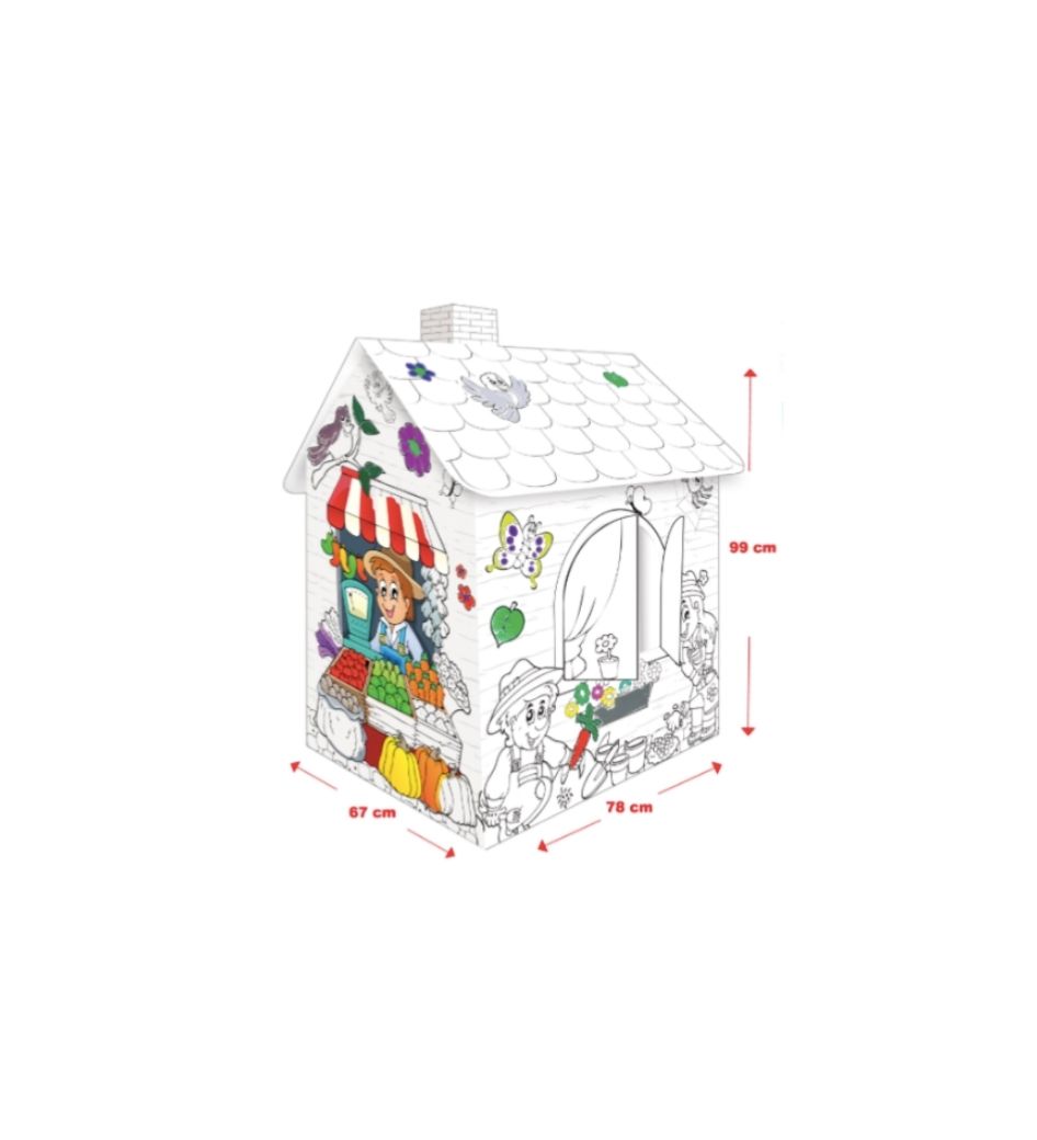 Maison carton à colorier enfant1